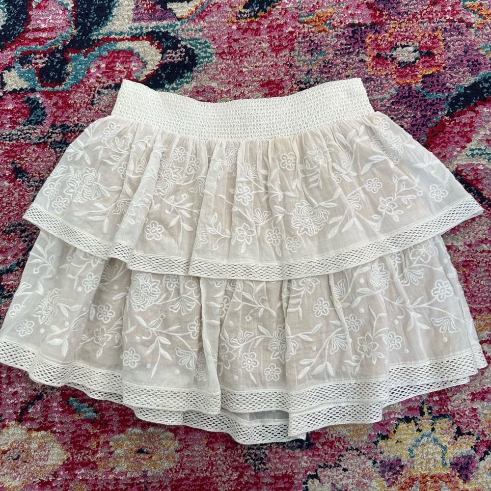 Alice and Olivia Jojo Smocked Ruffle mini skirt